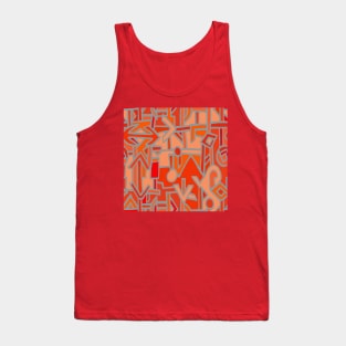 African Tribal BaKuba - Scarlet Red Orange Tank Top